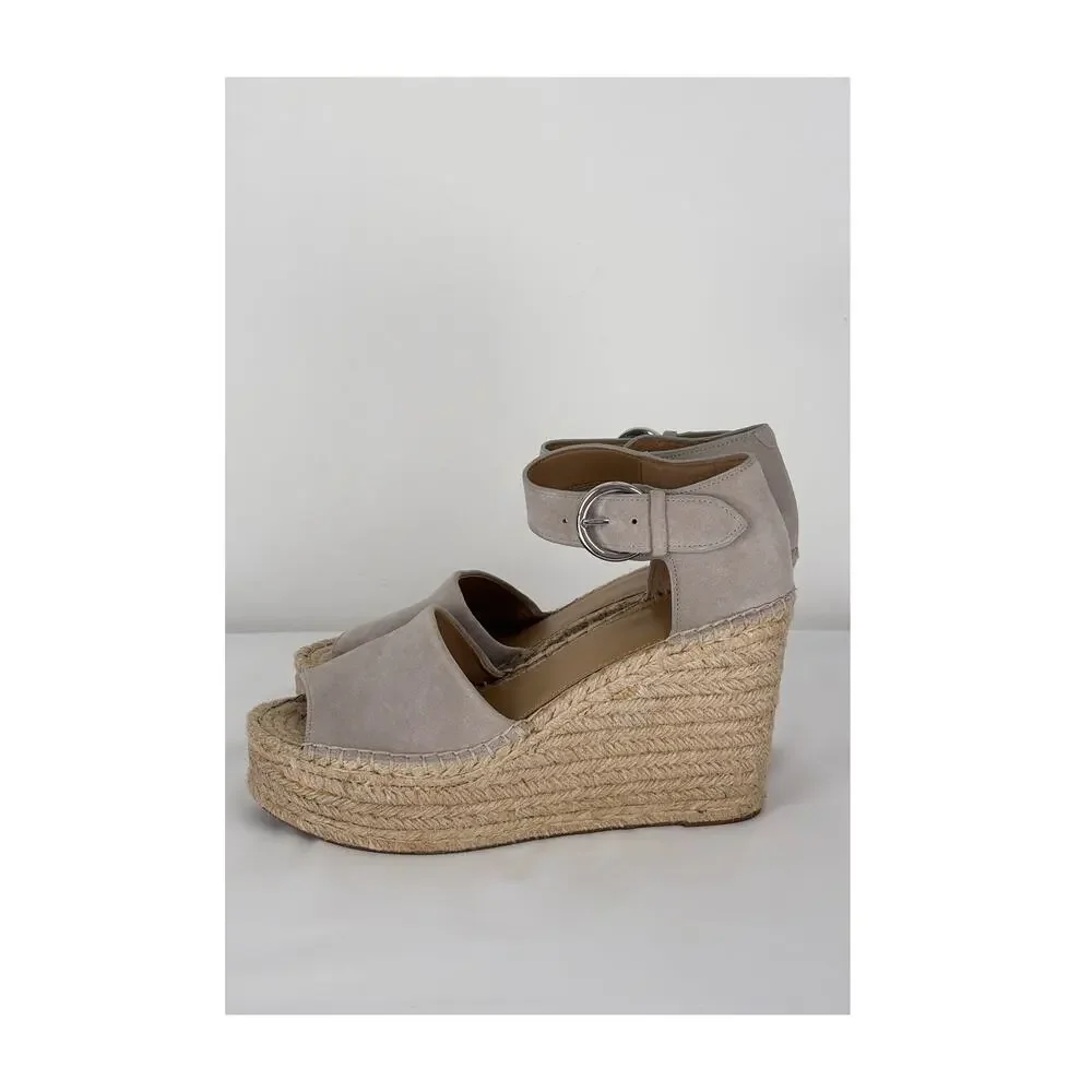 Marc Fisher Suede Alida Espadrille Platform Wedge Womens Size 9 Leather Shoe